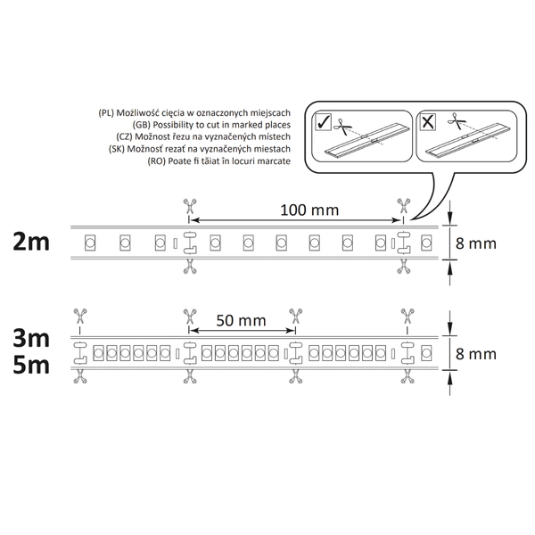 Taśma ledowa z zasilaczem zestaw 2m 324177 LED 9W 4000K 24V biała