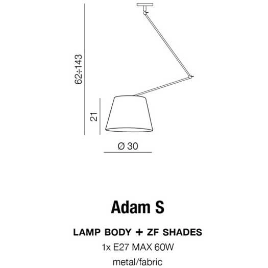 Wisząca lampa regulowana Adam AZ1841+AZ2602 Azzardo do salonu satyna biała