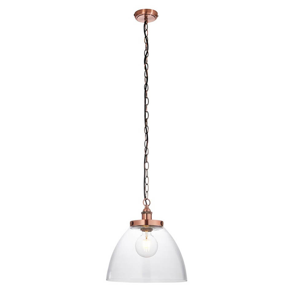 Lampa wisząca łańcuch Hansen Grand 106895 szklana miedziana przezroczysta