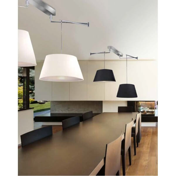 Wisząca lampa abażurowa zestaw Natalia AZ1923+2xAZ2592 nad stół chrom biała