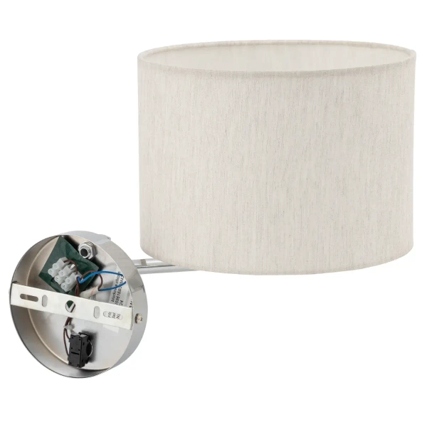 Ścienna lampa do sypialni HOTEL MOOD 11781 abażurowa chrom beżowa