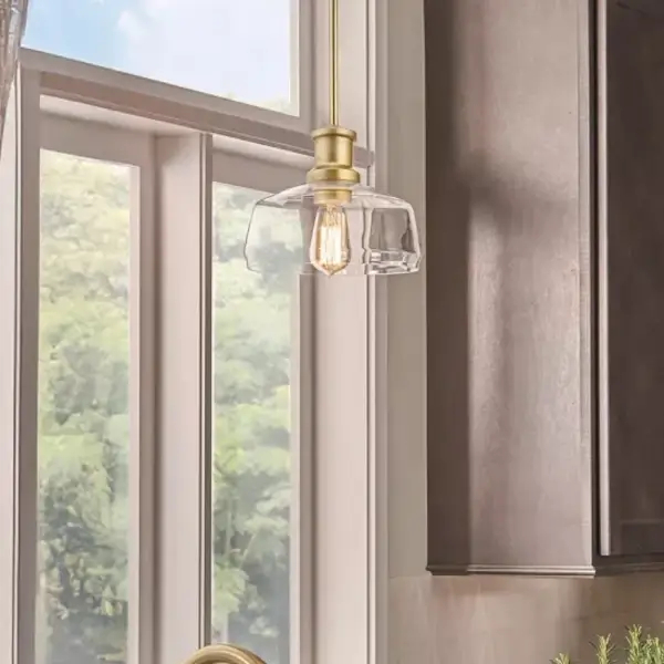 Klasyczna lampa wisząca Nottinghill mosiądz przezroczysta szklana 1xE27 ELS-NOTTINGHILL-P-PNBR