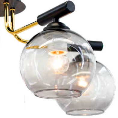 Modernistyczna LAMPA sufitowa 2207/5 BL TR Elem loftowa OPRAWA szklane kule czarne złote