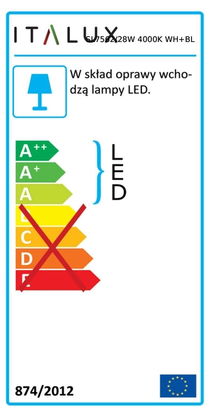 LAMPA sufitowa SEVILLA SQUARE RECESSED SL7562/28W 4000K WH+BL Italux metalowa OPRAWA LED 28W kostka spot biały czarny