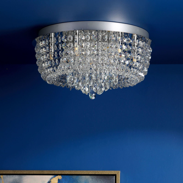 Kryształowa lampa sufitowa do salonu Eitan EIT5008 chrom przezroczysty