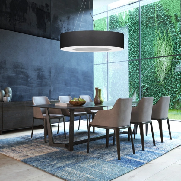 Wisząca LAMPA abażurowa SL.0752 materiałowa OPRAWA zwis okrągły czarny