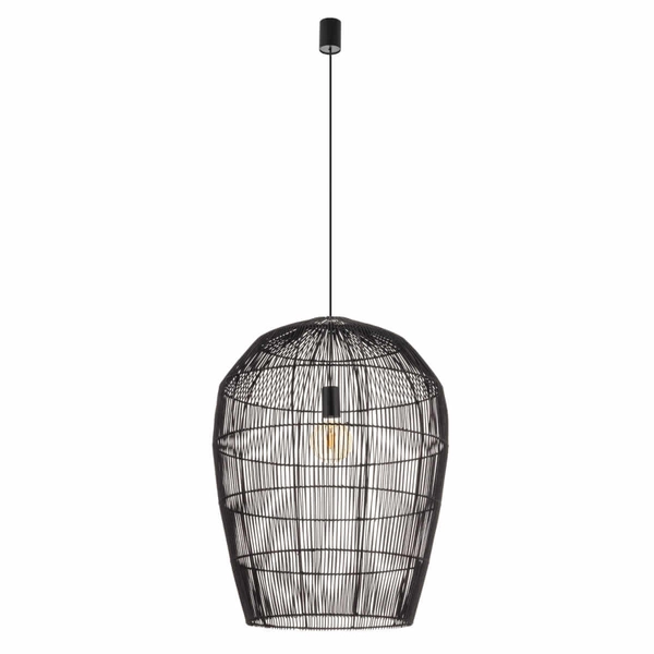 Lampa wisząca Haiti 11168 japandi klatka siatka kosz bambusowa czarna