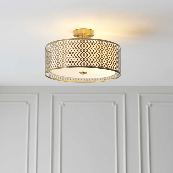 Przysufitowa lampa Cordero 101568 metalowa tkanina biały złoty
