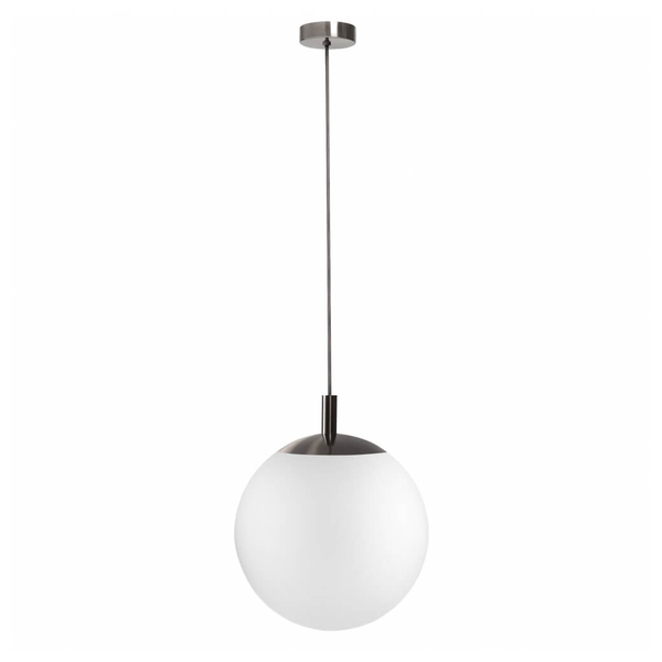 Okrągła lampa wisząca ALUR 11142320 Kaspa metalowa szklana biała czarna