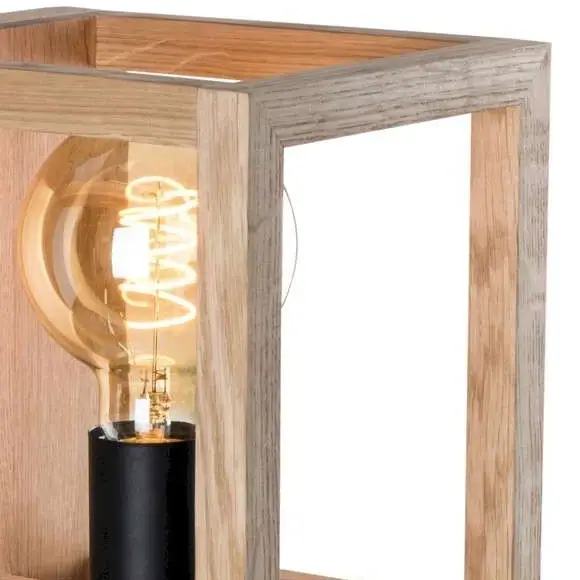 Ekologiczna LAMPA ścienna KAGO 9159174 Spotlight drewniana OPRAWA kostka kinkiet kwadratowy cube dąb olejowany czarna