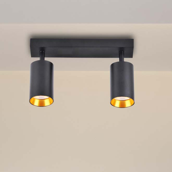 Sufitowa lampa kierunkowa Maribel tuby do garderoby czarna złota