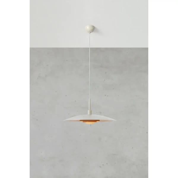 Zwisająca lampa dyski Piny 108877 do jadalni metalowy beżowy