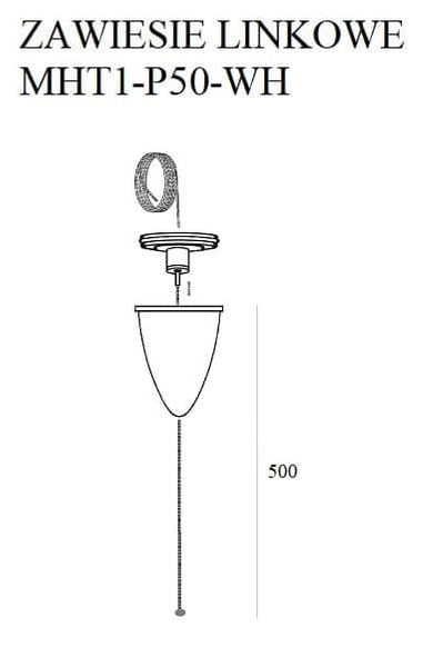 Linkowe zawiesie bez uchwytu do szyn DOBAC MHT1-P50-WH TRACK Maxlight regulowane 5m białe