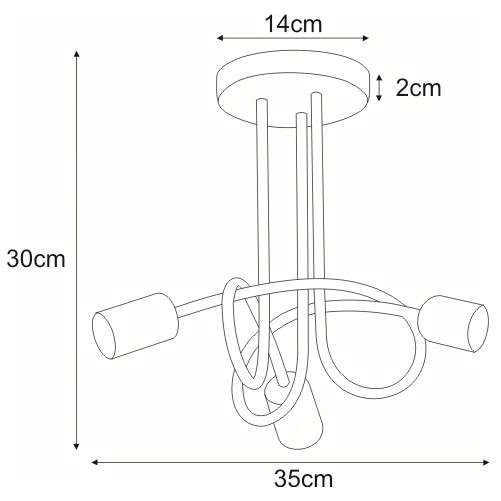 LAMPA sufitowa Deze K-3620 Kaja metalowa OPRAWA loftowy plafon pręty sticks czarne