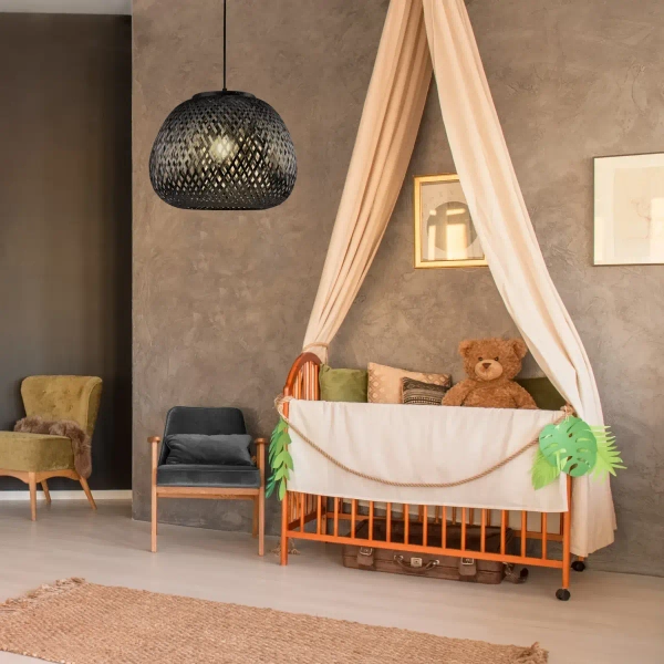 Ekologiczna lampa wisząca Zanzibar 329219 boho ażurowa czarna