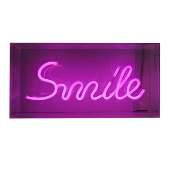 Lampa stołowa dekoracyjna Neon FM-NLB46 Zumaline LED smile różowa biała