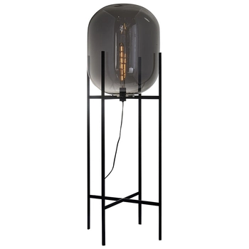 Szklana LAMPA podłogowa MAVERSA FL-82321-1A-L Italux przydymiona do sypialni