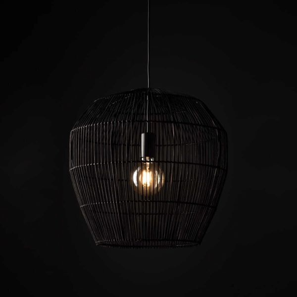 Wisząca lampa Haiti 11166 japandi klatka koszyk bambusowa czarna
