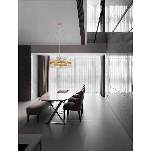 Wisząca lampa do salonu CHOLULA LE44721 kryształowa złota przezroczysta