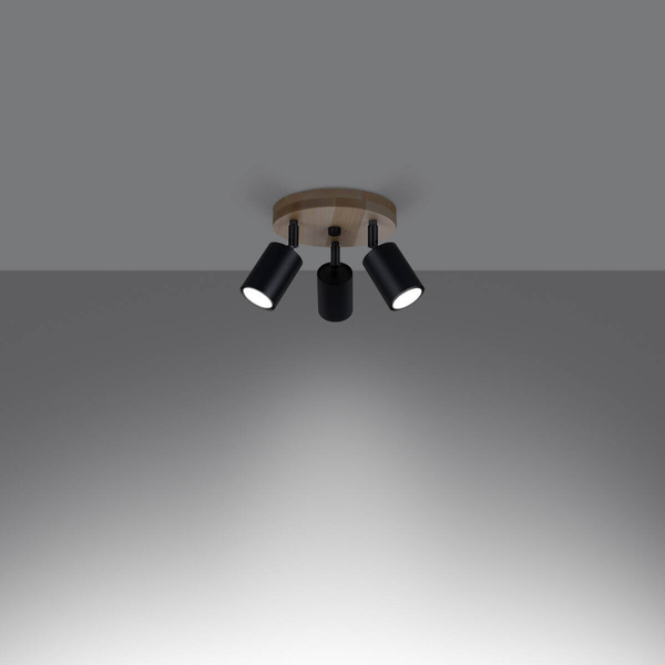 Nasufitowa lampa do sypialni Verdo SL.1292 rurka drewniana czarna
