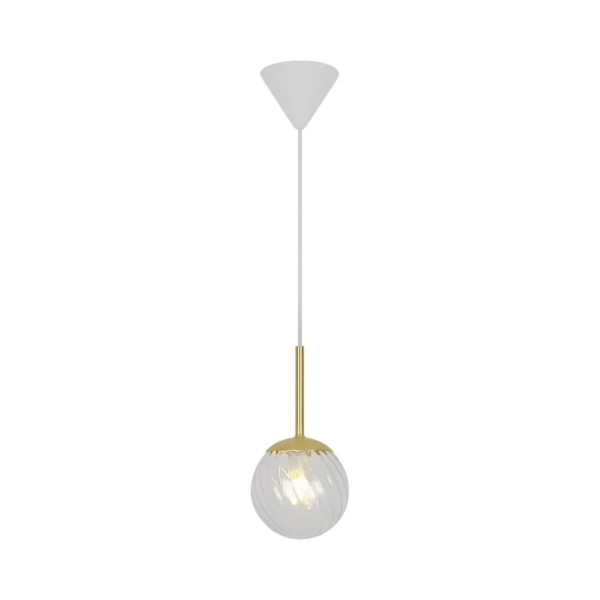 Szklana lampa wisząca Chisell 2312053035 kulista nad stół mosiądz