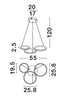 Wisząca lampa pokojowa LE42826 rings LED 28W złota