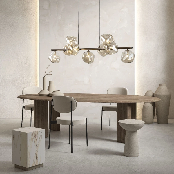 Szklany żyrandol do jadalni Lava Brown 11037 bursztynowy brązowy