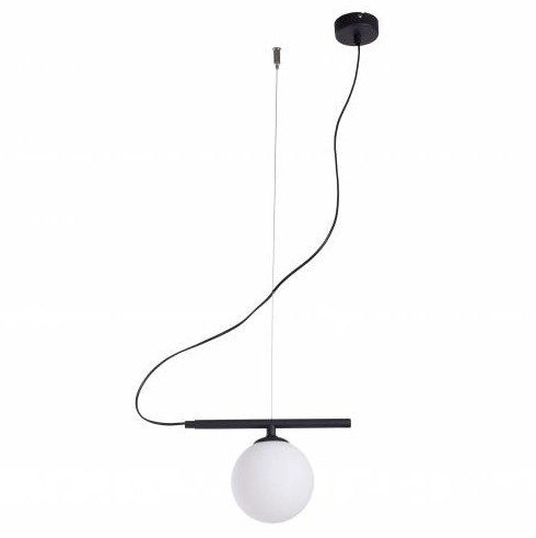 Modernistyczna lampa wisząca Beryl 1006G1 szklana kula ball biała czarna