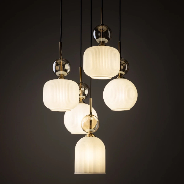 Wisząca lampa do przedpokoju Sophia Cognac 11593 szklana czarny biały