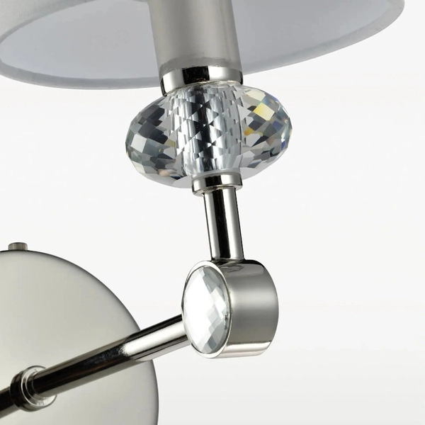 Ścienna LAMPA klasyczna DOHA W01292WH NI Cosmolight sypialniany kinkiet abażurowy z kryształkami biały