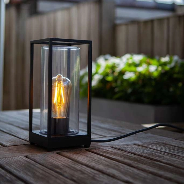 Stołowa LAMPA zewnętrzna FLAIR 6588801012 Lutec ogrodowa OPRAWA metalowa klatka outdoor IP44 czarna przezroczysta