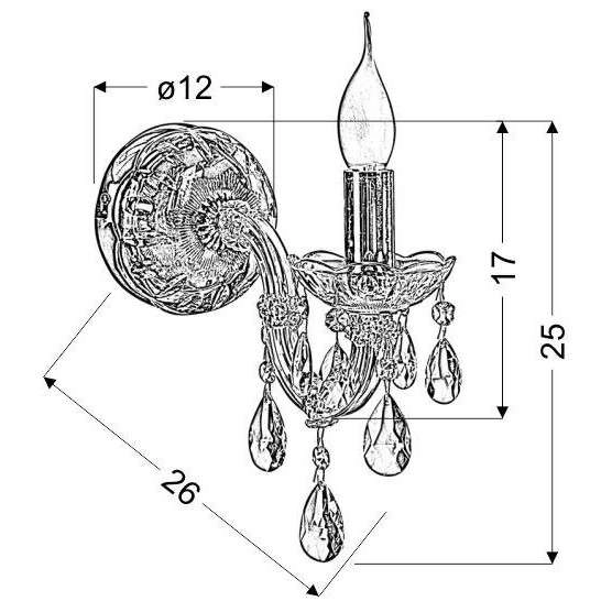 Lampa ścienna MARIA TERESA 21-95742 klasyczna świecznikowa pałacowa złota