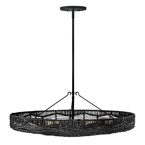 Ażurowa wisząca lampa Ophelia QN-OPHELIA-6P-BK-BK rattan czarny