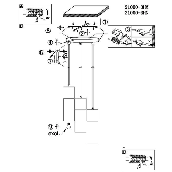 Loftowa LAMPA wisząca ANNIKA 21000-3HN Globo kaskada OPRAWA szklana ZWIS tuby nikiel matowy przydymione