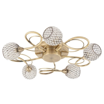 Szklana lampa sufitowa Aherne 73757 koraliki mosiądz przezroczysty