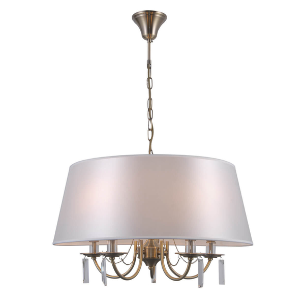 Klasyczna LAMPA wisząca SOLANA PND-28366-5A Italux abażurowa OPRAWA klasyczny ZWIS na łańcuchu brąz biały