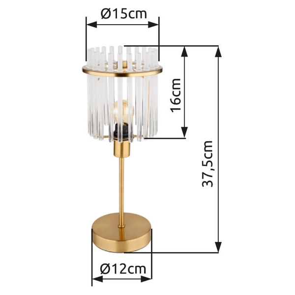 Stołowa lampka glamour GORLEY 15698TM szklana na komodę złota