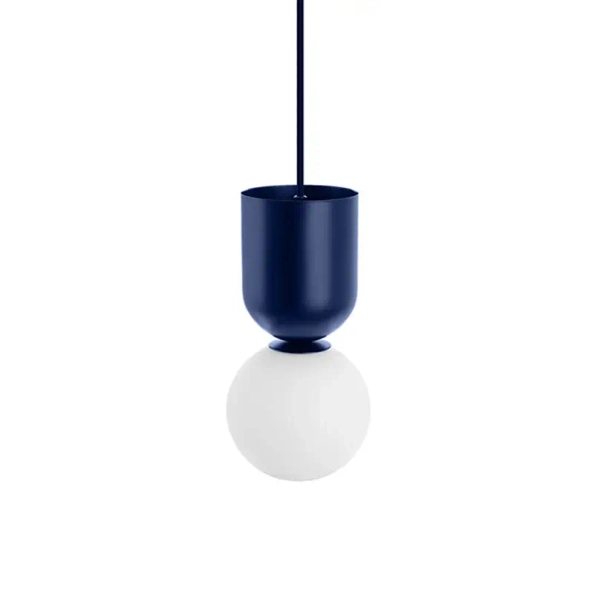 Wisząca lampa do łazienki LUOTI LUA11313PS0 biała granatowa szklana G9 12W IP44 kulista