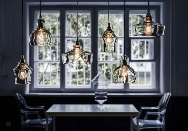 LAMPA wisząca LONGIS I 10121109 Kaspa szklana OPRAWA kulisty ZWIS przezroczysty