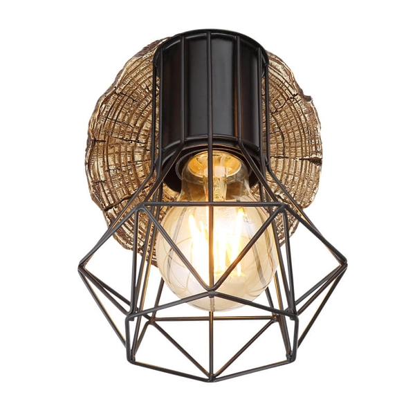 Ruchomy kinkiet Priska 54017W-1 druciany czarny drewno