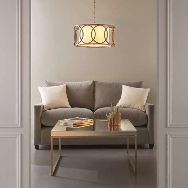 Okrągła lampa wisząca L&-191921 Light& abażurowa biała złota