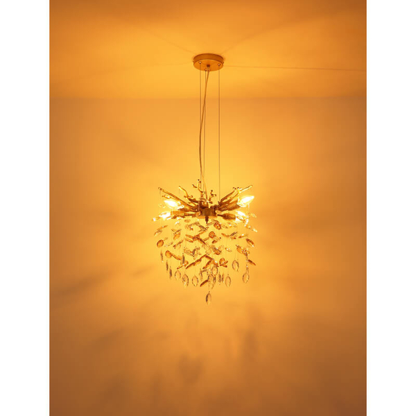 Wisząca lampa z kryształkami Queena 64138HG do kuchni nad stół złota