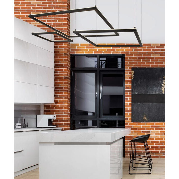 Wisząca LAMPA geometryczna JAEN LE41427 Luces Exclusivas metalowa OPRAWA kwadratowy ZWIS LED 40W 3000K ściemnialny czarny
