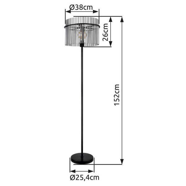 Lampa stojąca do sypialni GORLEY 15698S loft szklana czarna przydymiona