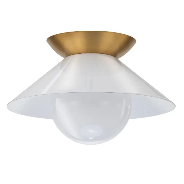 Modernistyczna sufitowa lampa Saucer QN-SAUCER-FM-AB-OPAL IP44 mosiądz