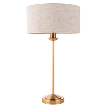 Nocna lampka z abażurem Highclere 110728 na komodę mosiądz beżowa