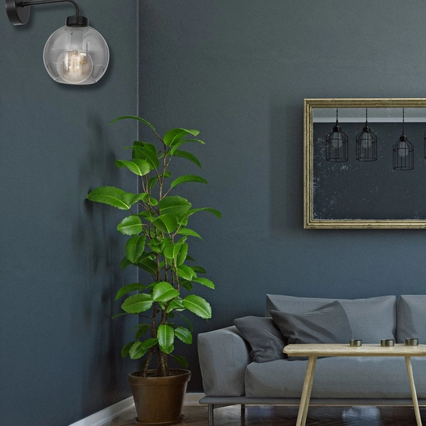 Loftowa LAMPA ścienna SOFIA MLP6571 Milagro skandynawska OPRAWA szklany kinkiet kula czarna przydymiona