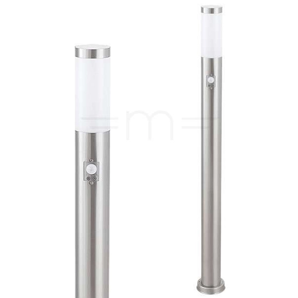Stojąca LAMPA ogrodowa INOX TORCH 8268 Rabalux zewnętrzna OPRAWA metalowa z czujnikiem ruchu IP44 chrom satynowy biała