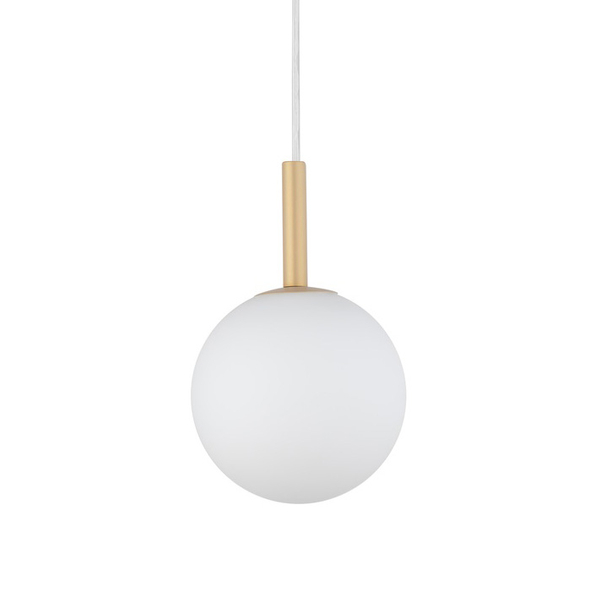 Złota lampa wisząca Gama mleczna kula nad stół do jadalni