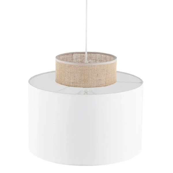 Skandynawska lampa wisząca Duo 1856 tuba z naturalnej juty biały